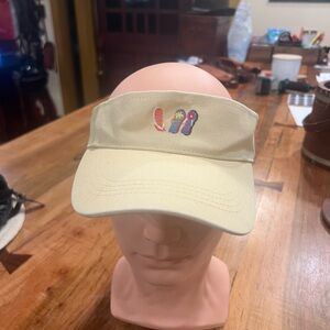 Cream Women's Visor with Colorful Flip-Flop Embroidery